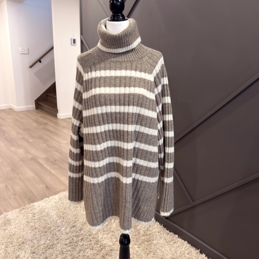 H&M Taupe Ribbed Knit Sweater